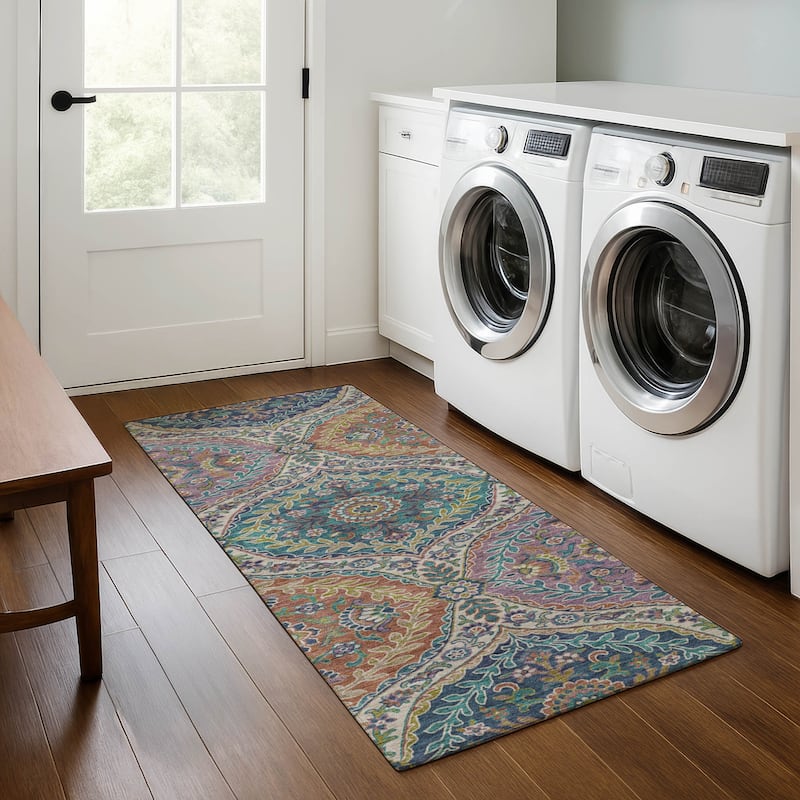 Premium Washable Super Soft Traditional Global Mayfield Rug - Blue - 2'3" x 7'6"
