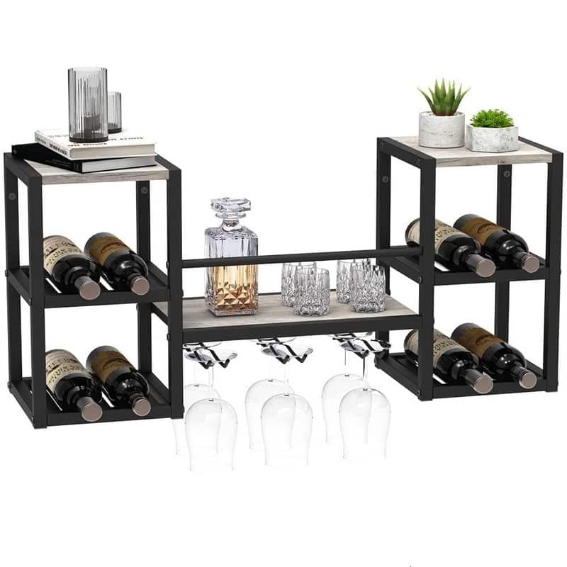 Industrial Greige Wall Mounted Wine Rack - 34.6LX9.8WX15.7H