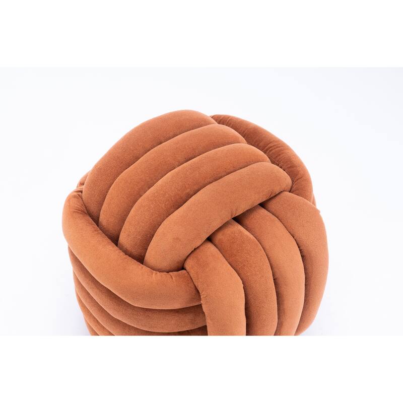 060Chenille Fabric Modern Knot Design Ottoman Makeup Stool Footstool, Comfortable and Stylish Seat for Living Room, Bedroom,