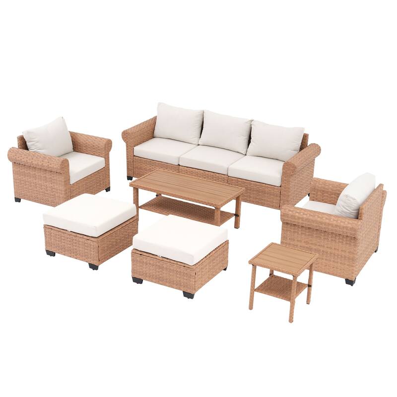 Outdoor 7-Piece Garden Patio Sofa Set With Table