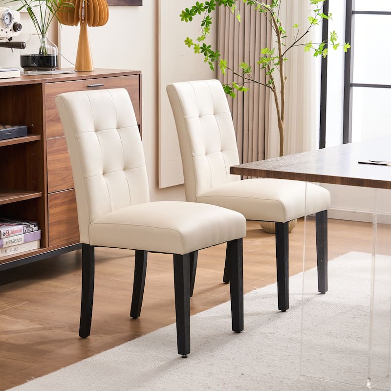 Faux Leather Tufted Upholstered Dining Chairs Set of 2 - 17.5"W x 23"D x 36.5"H