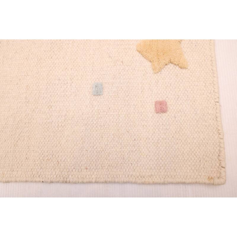 ECARPETGALLERY Flat-Weave Nevada Cream Wool Kilim - 4'0 x 5'9