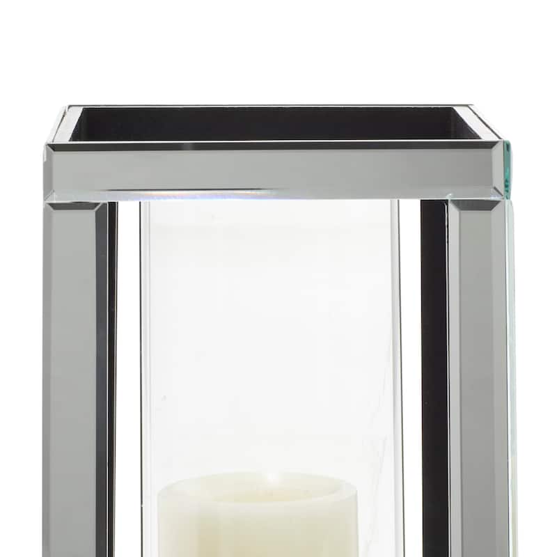 Glass Pillar Candle Holder with Floating Crystals