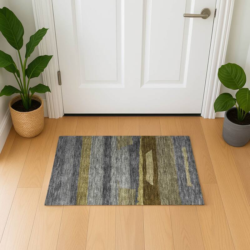 Premium Washable Super Soft Casual Contemporary Mayfield Rug - Gray - 1'8" x 2'6"