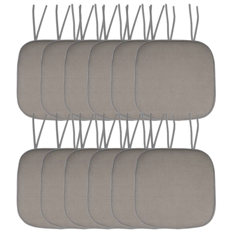 Sweet Home Collection Honeycomb Memory Foam Non Slip Chair Cushion Pad with Ties 16" x 16" - Set of 12 - Silver