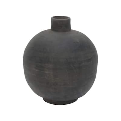 Artissance Pottery Round Vase, 12 Inch Tall, Gray