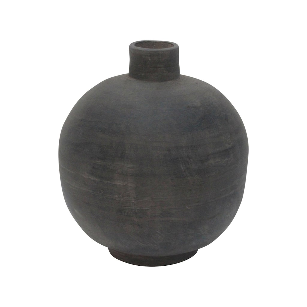 Artissance Pottery Round Vase, 12 Inch Tall, Gray