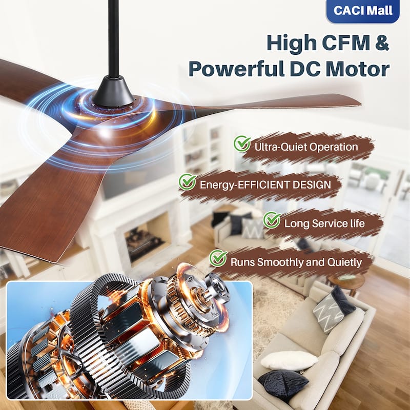 Sofucor 52 Inch Modern Minimalist Style Indoor Ceiling Fan with Remote Control ,without light - 52Inch