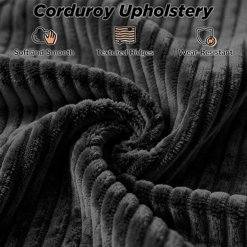 116.5" Modern Corduroy Upholstered Sectional Sofa Rectangle 4-Seater Sofa