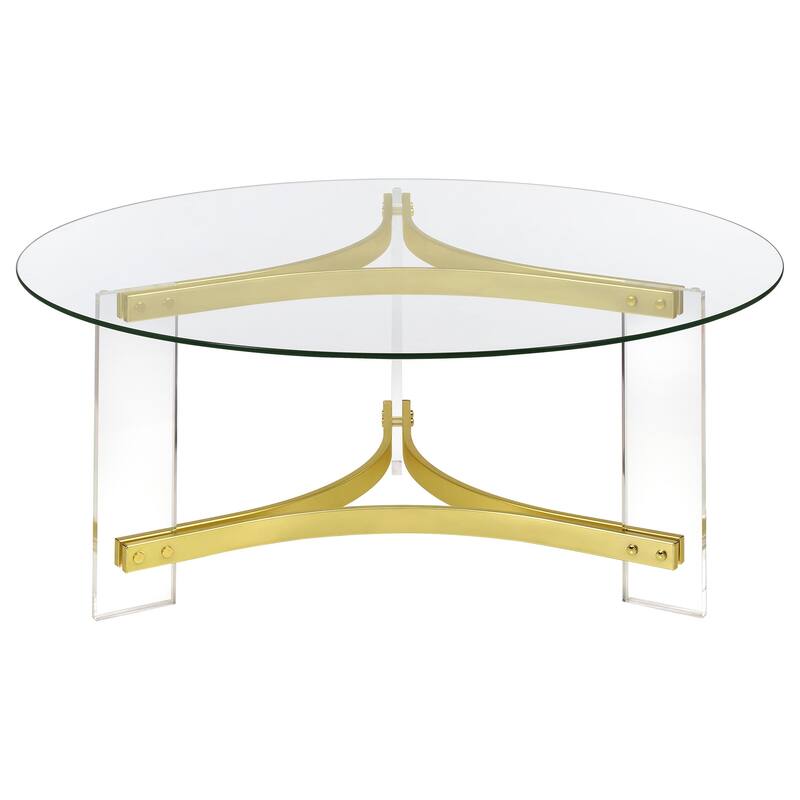 Janessa Acrylic Coffee And End Table Set Matte Brass