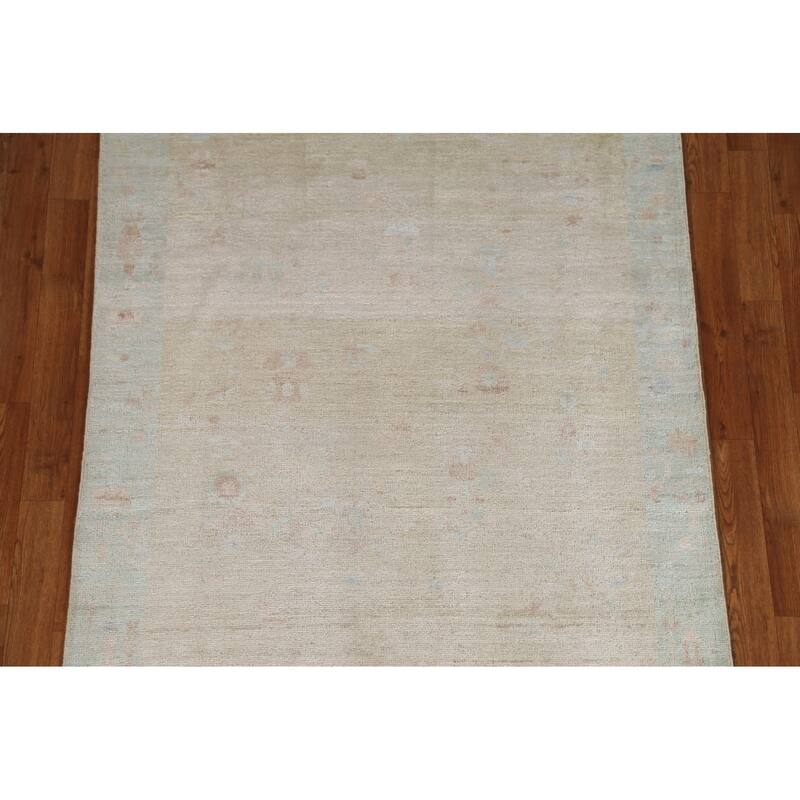 Hand Knotted Oriental 100% Wool Carpet Traditional Geometric Beige & Ivories Art Deco Area Rug - 4' 11'' X 4' 0''