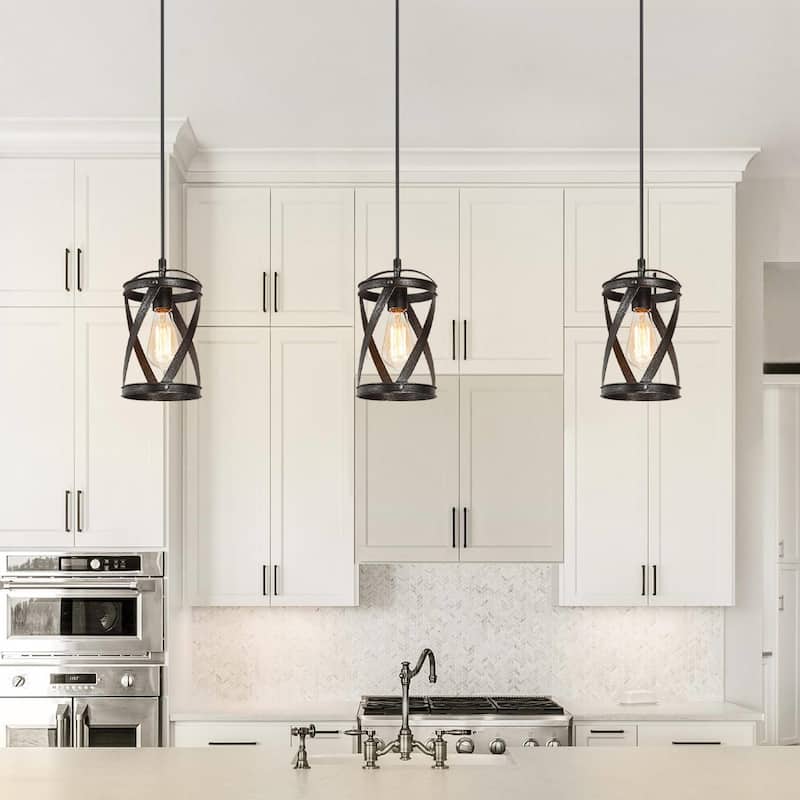 Deun Modern Industrial 1-Light Cylinder Pendant Light for Kitchen Island - D 6" x H 11"