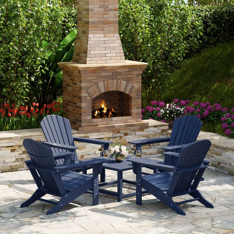 Altura Outdoor 5-Piece Adirondack Chair With Square Coffee Table Conversation Set