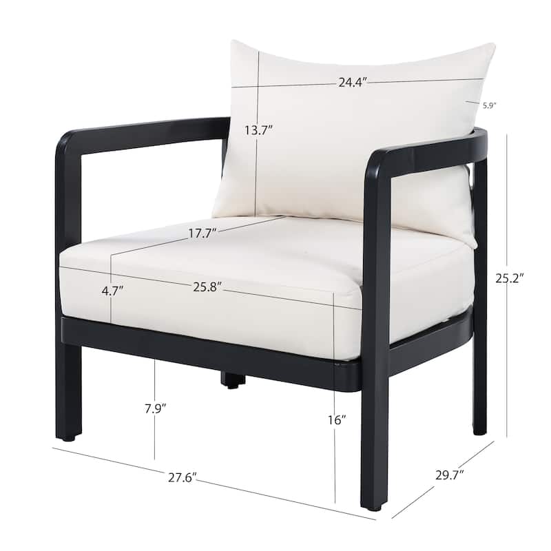 Christopher Knight Home - Modern 27.6" Outdoor Curved Back Patio Club Chair with Aluminum Frame & Water-Resistant Cushions