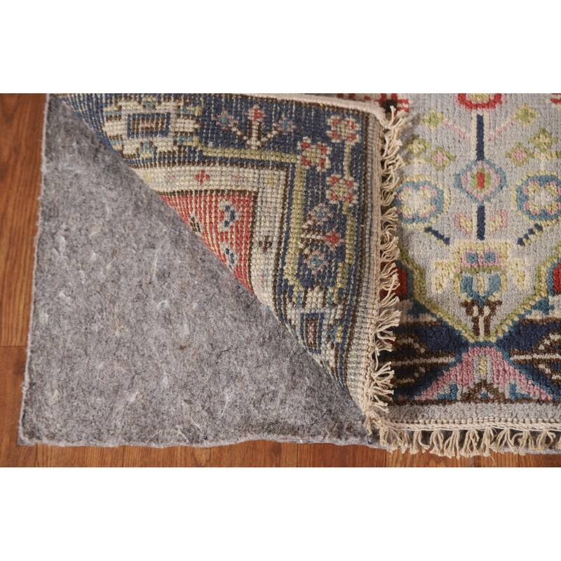 Grey Geometric Kazak Indian Rug Handmade Wool Carpet - 3'0"x 4'10"