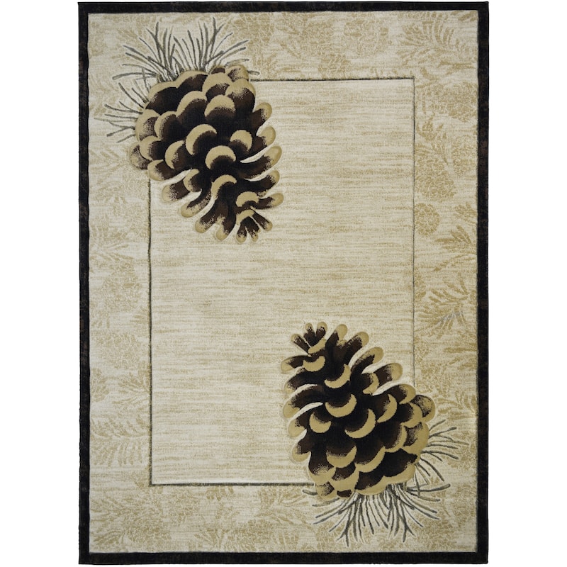 Granite Falls Baldwin Beige Pinecone Lodge Area Rug - 5'3"x7'3"