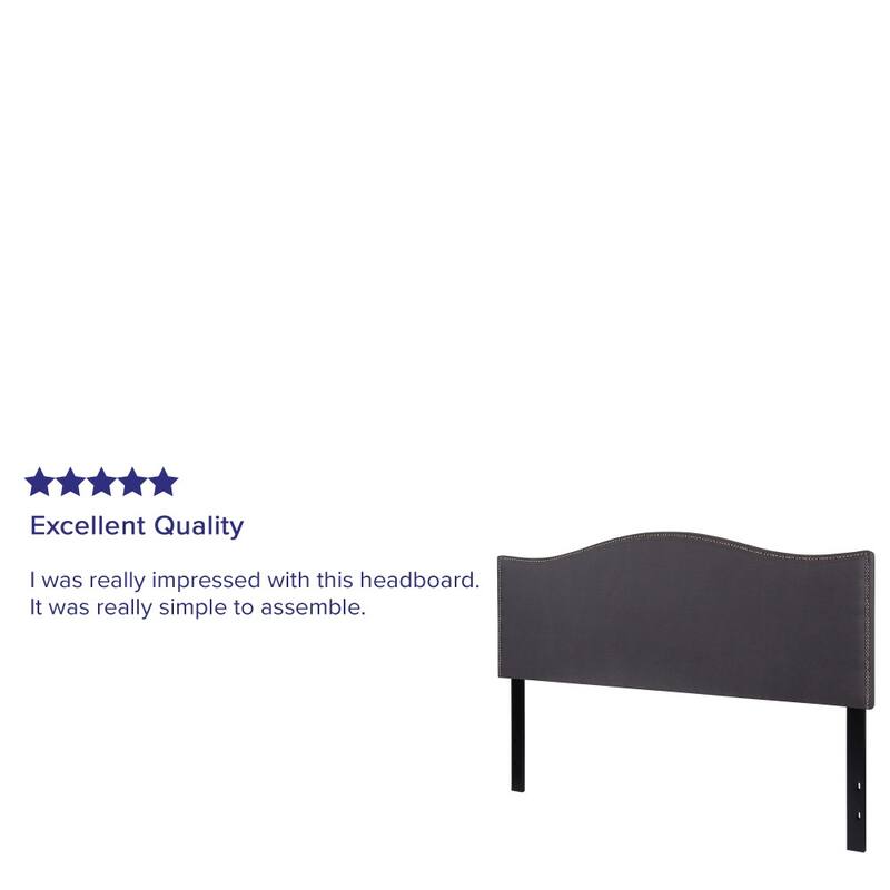 Arched Upholstered Headboard with Nailhead Trim
