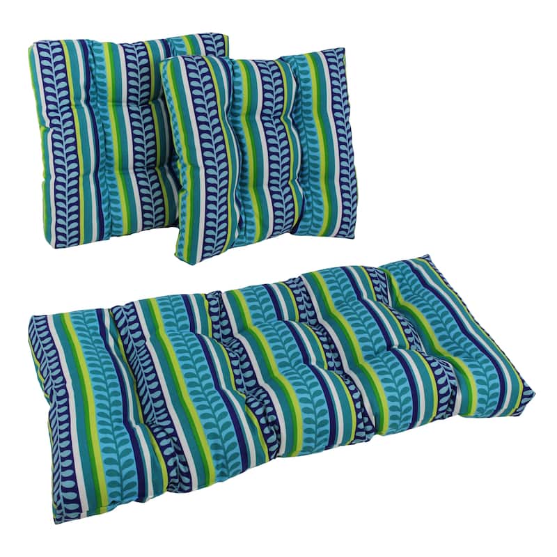 Tufted Indoor/Outdoor Settee Cushion Set (Set of 3) - 19 x 19/19 x 42 - Pike Azure