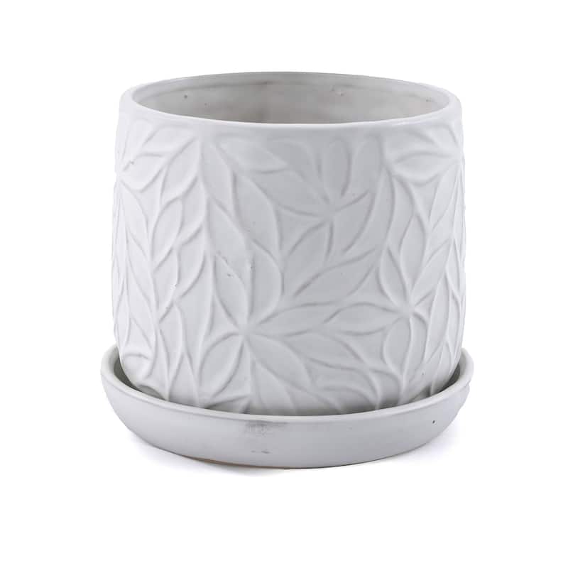 2 Pieces Ceramic Planter Pot, Modern Indoor Outdoor Flowerpot for Patio, Garden, or Windowsills
