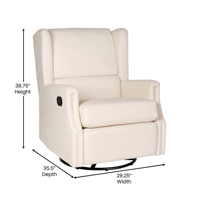 Wingback Upholstered Manual Recline Rocking Swivel Glider Chair