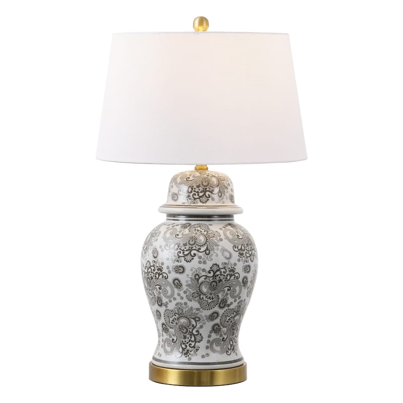 Grace 29.5" Ceramic LED Table Lamp, Blue/White by JONATHAN Y - Gray/White