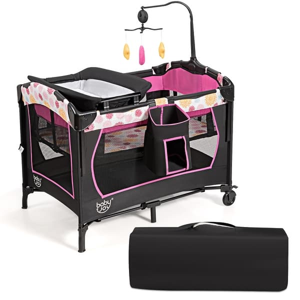 slide 2 of 34, Costway 3-in-1 Convertible Portable Baby Playard Newborn Napper Height - See Details Rose