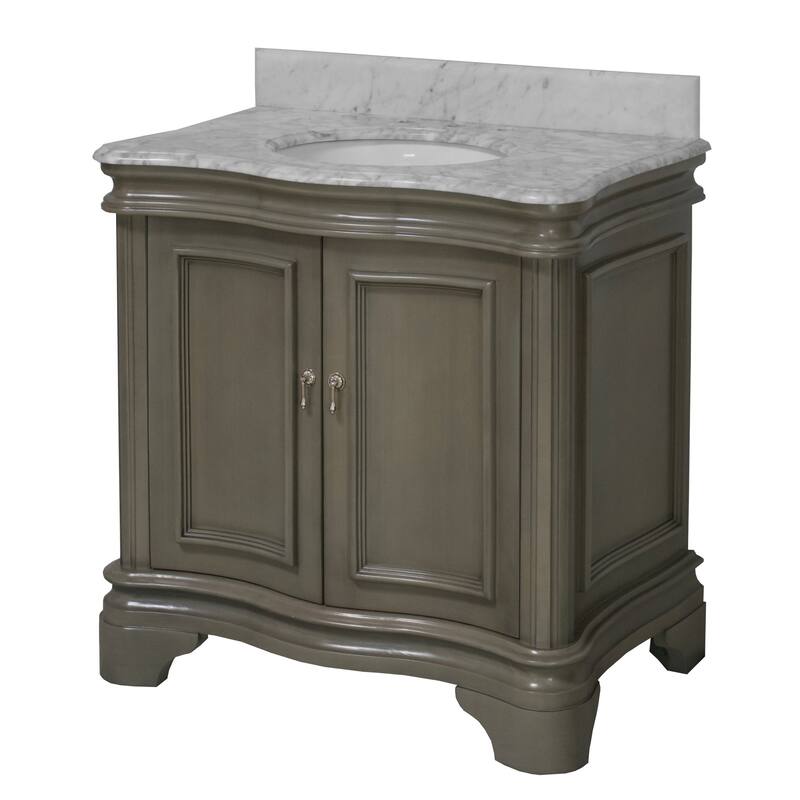 KitchenBathCollection Katherine 36" Bathroom Vanity with Carrara Marble Top