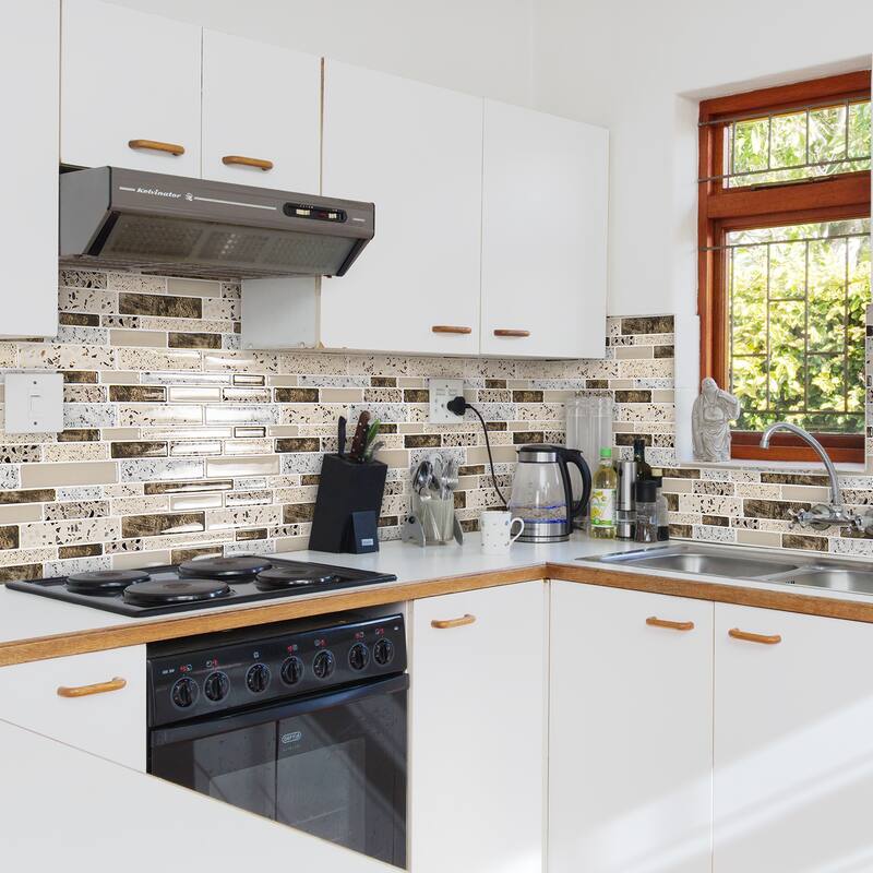 Art3d Peel and Stick Kitchen Backsplash Self-Adhesive Wall Tile in Stone Design,10-sheet