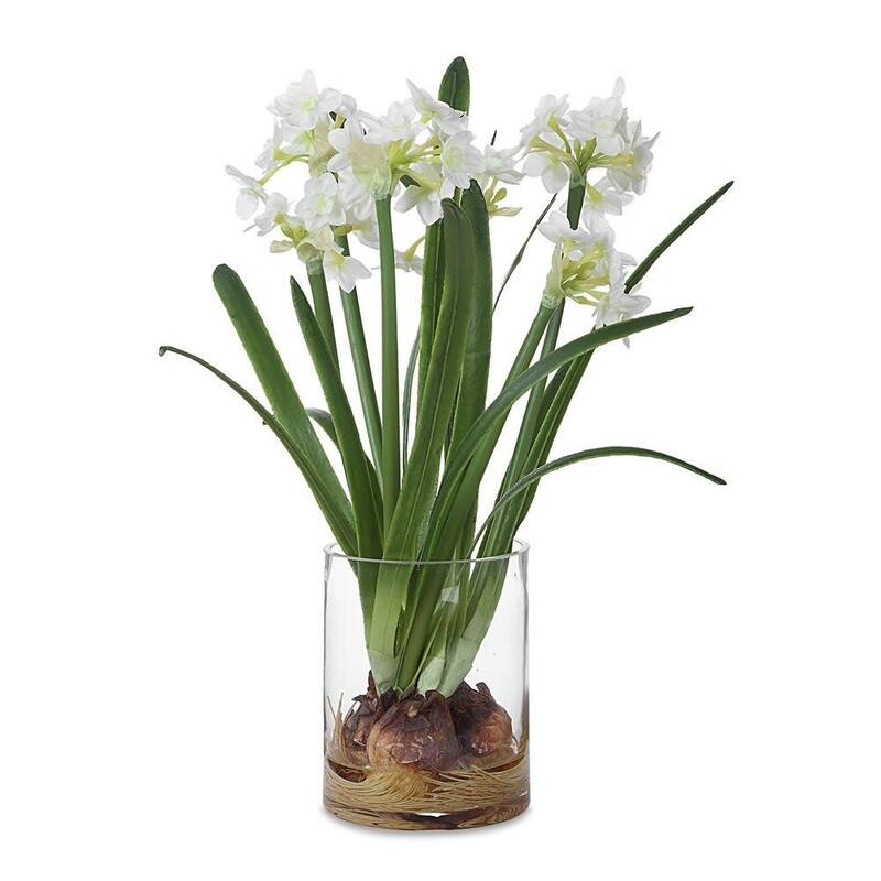 Uttermost 60228 Lacey Daffodil 17" Tall Glass Faux Flora Planter - Clear