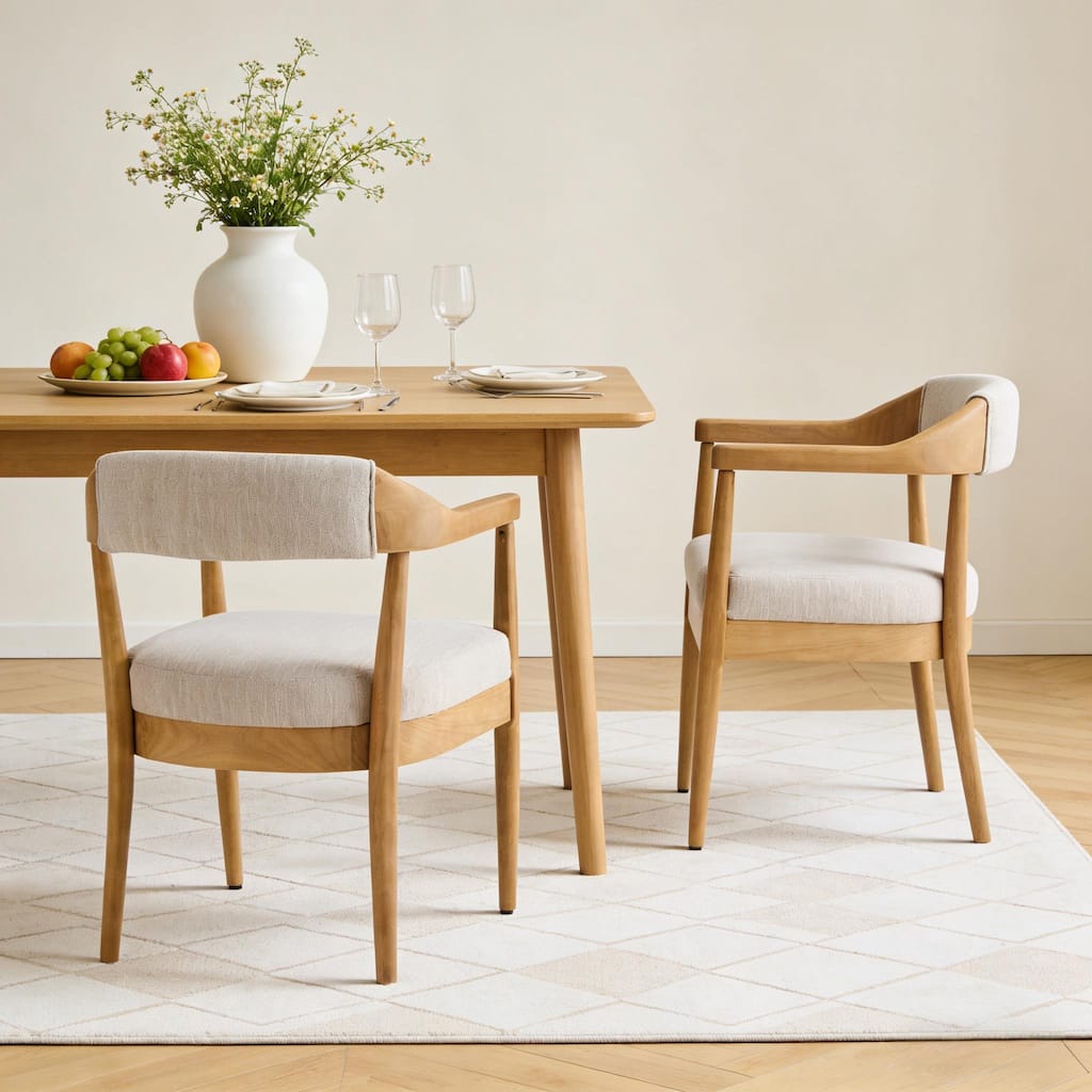 Christopher Knight Home - Upholstered Dining Arm Chair Set with High-Density Foam Padded Cushion & Curved Backrest - 22.64"W