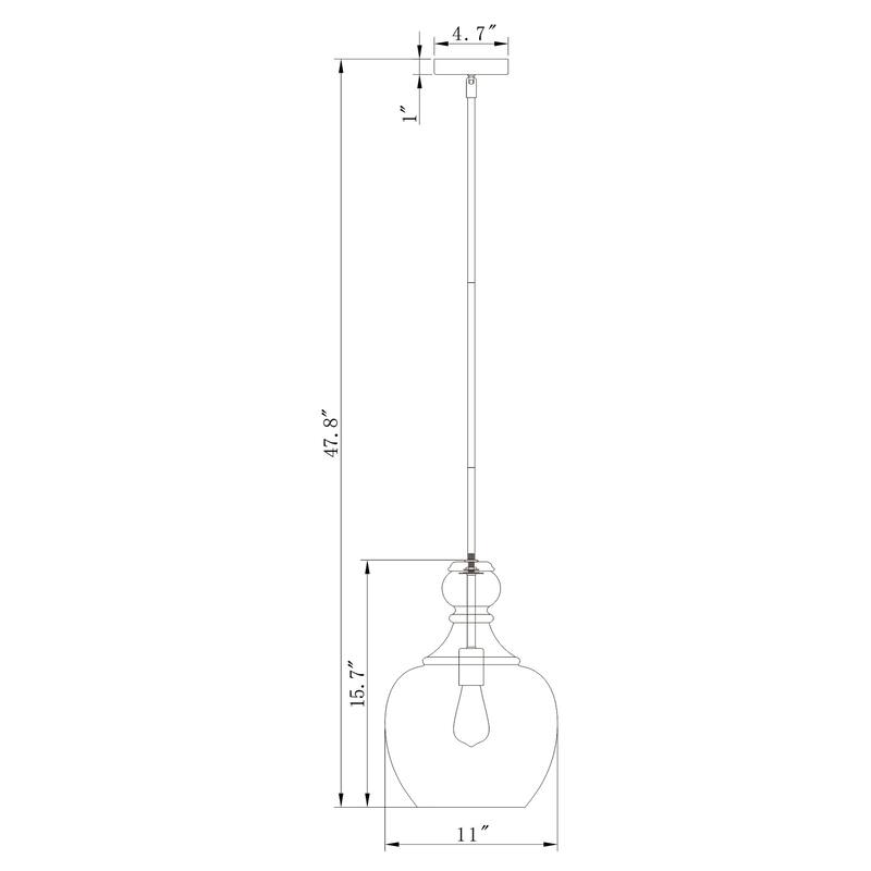 Tasio Matte Black Pendant Light with Clear Decanter Glass Shade - Matte Black
