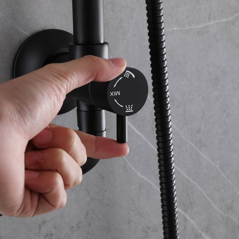 Modland 5-Spray Shower System - 10" Rainfall, Pressure Balance Valve, Matte Black/Gold/Nickel