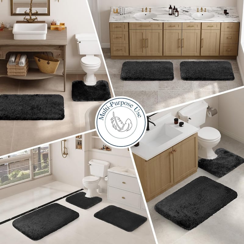 Bathroom Rug Non Slip Bath Mat for Bathroom, Water Absorbent Soft Microfiber Shaggy Bathroom Mat Machine Washable Bath Rug