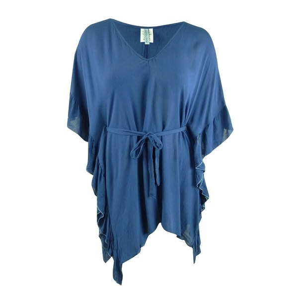 Isabella Rose Women's Crinkle In Time Tunic Swim Top Cover-Up (M/L, Navy) - Navy - M/L. Opens flyout.