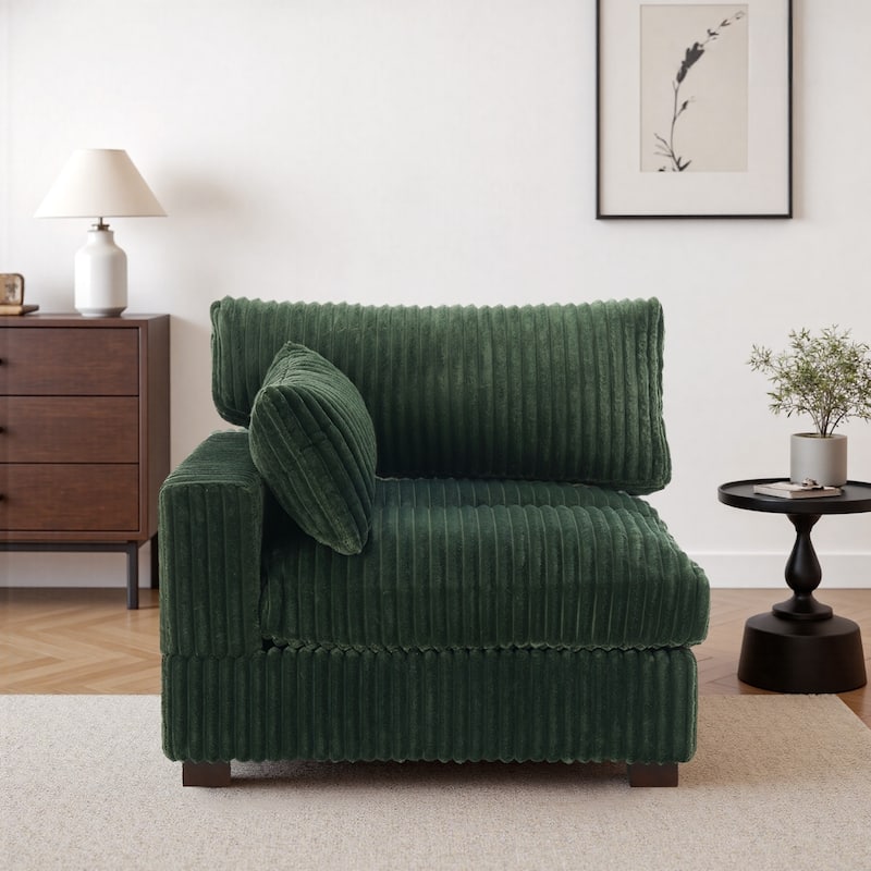 Cotton Flannel corner Sofa Armless Modular Sectional Sofa Seamless Combination - Green-RightCorner - Left Facing