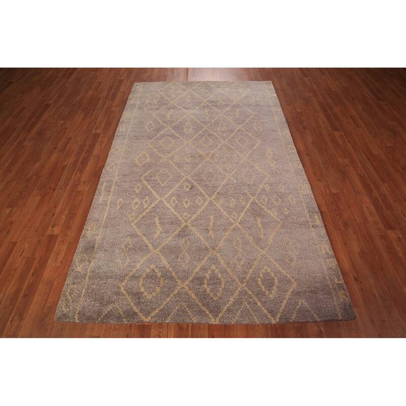 Trellis Moroccan Oriental Area Rug Handmade Wool Carpet - 5'2" x 7'11"