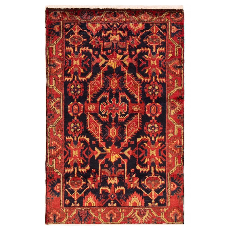 Andelz Navy, Red Rug 3'4" x 5'2" - 3'4 x 5'2 - Dark Navy/ Red - 3'4 x 5'2