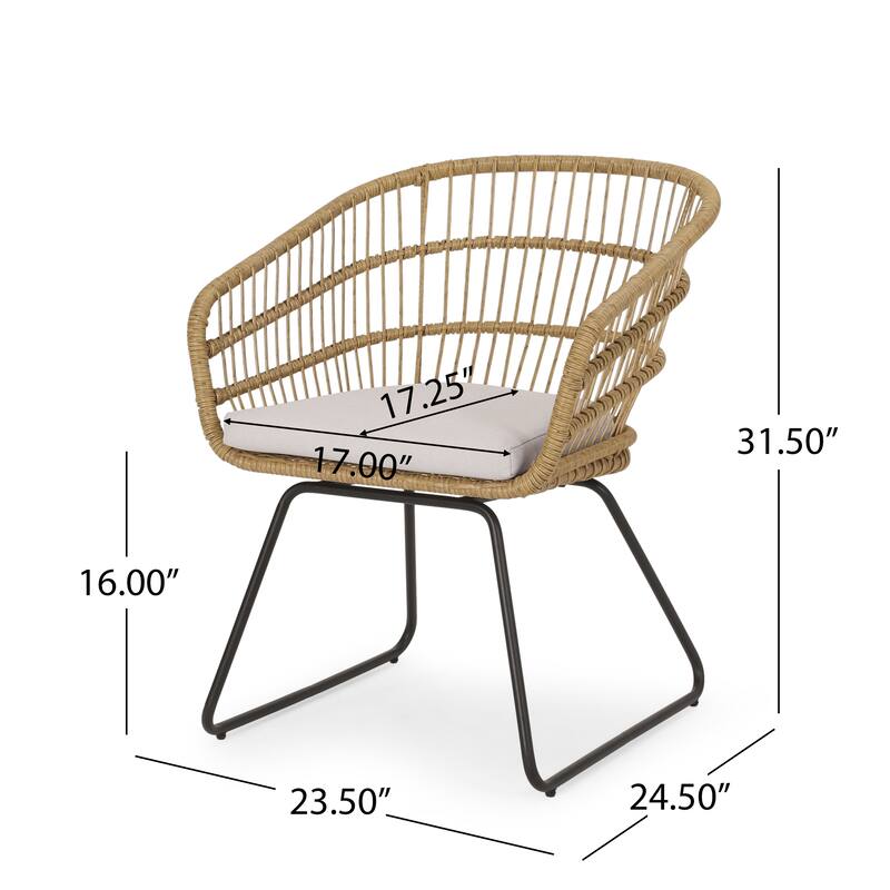 Lemere Outdoor Wicker Dining Chair with Cushion (Set of 2) by Christopher Knight Home