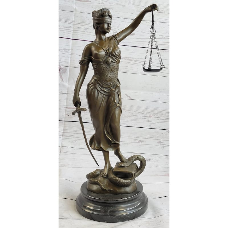Bronze Scale Of Justice Blind Justice Sculpture Statue Clical Figurine 18 Inches Nr