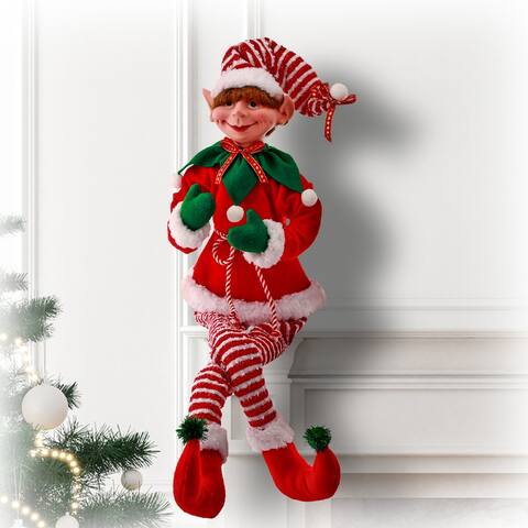 30" Fabric Holiday Bendable Elf Ornament