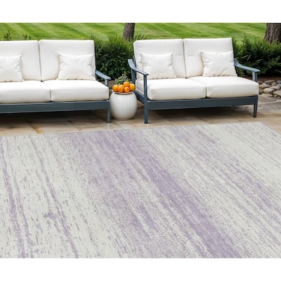 HomeRoots Striped Transitional Rectangle Outdoor Rug