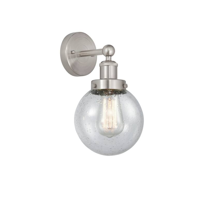 Innovations Lighting 616-1W-10-7 Beacon Sconce Beacon 10" Tall Wall - Brushed Satin Nickel / Seedy