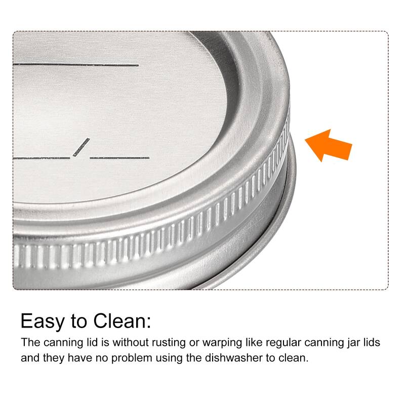 Canning Lids, 50 Sets - Tinplate Split-Type Regular Mouth with Date - Silver - 70mm