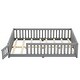 preview thumbnail 7 of 12, Gray Full Size Pine Floor Bed with Guardrails & Door