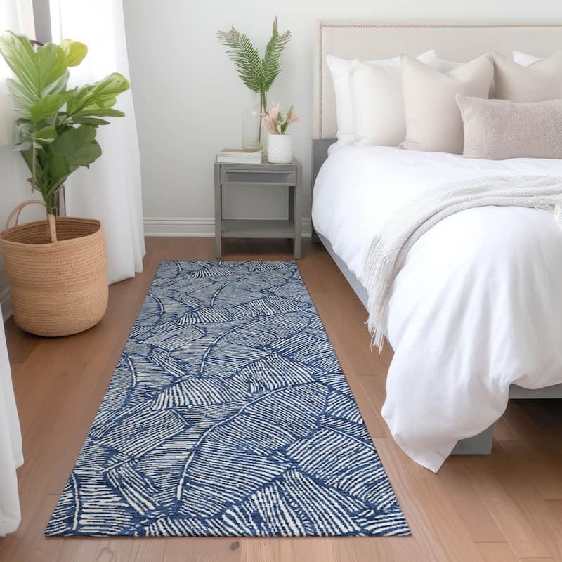 Premium Washable Super Soft Palm Beach Mayfield Rug - Navy - 2'3" x 7'6"
