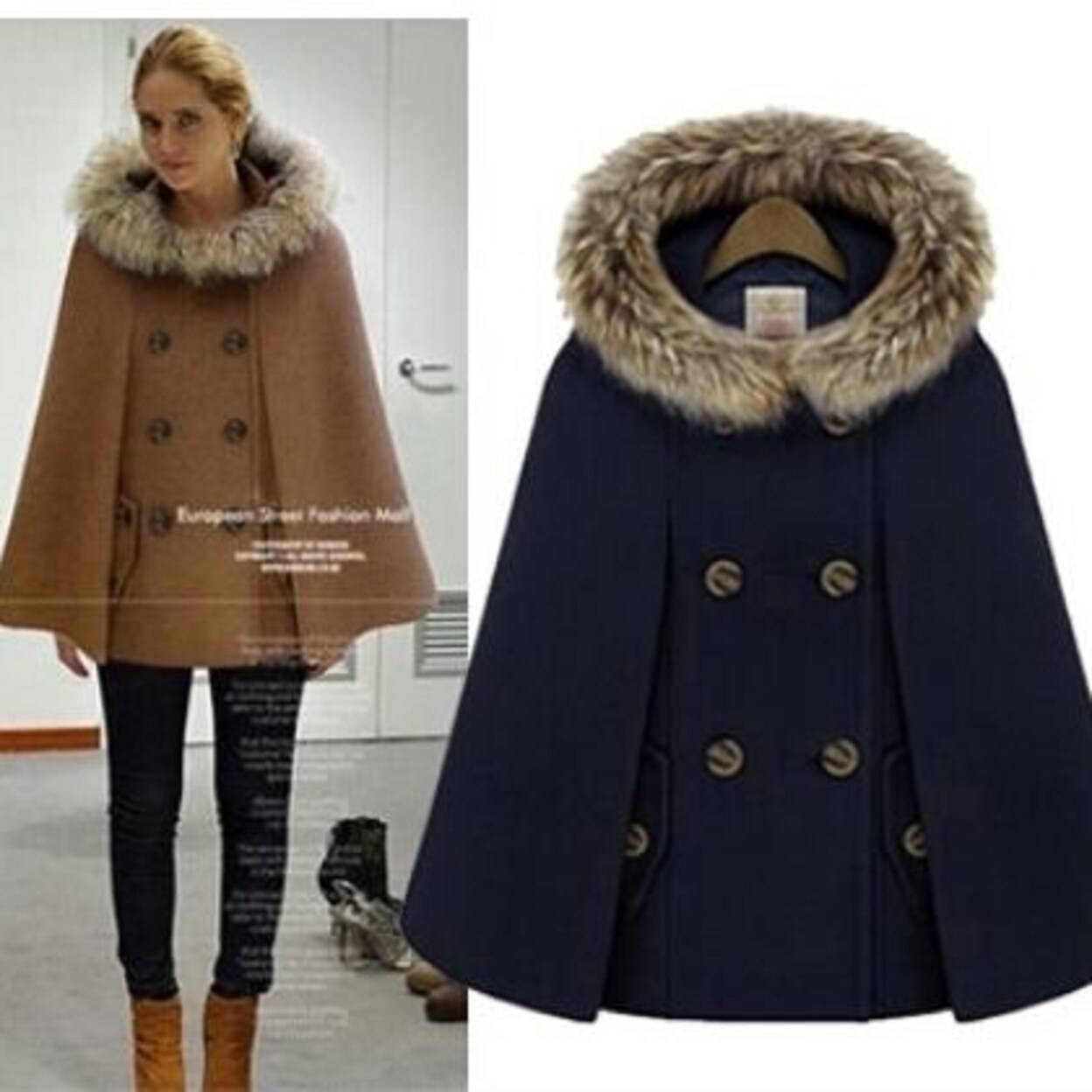 Shop Winter Cloak Woolen Blends Cape Batwing Sleeve Hooded Coat Gift Necklace Overstock 25777984