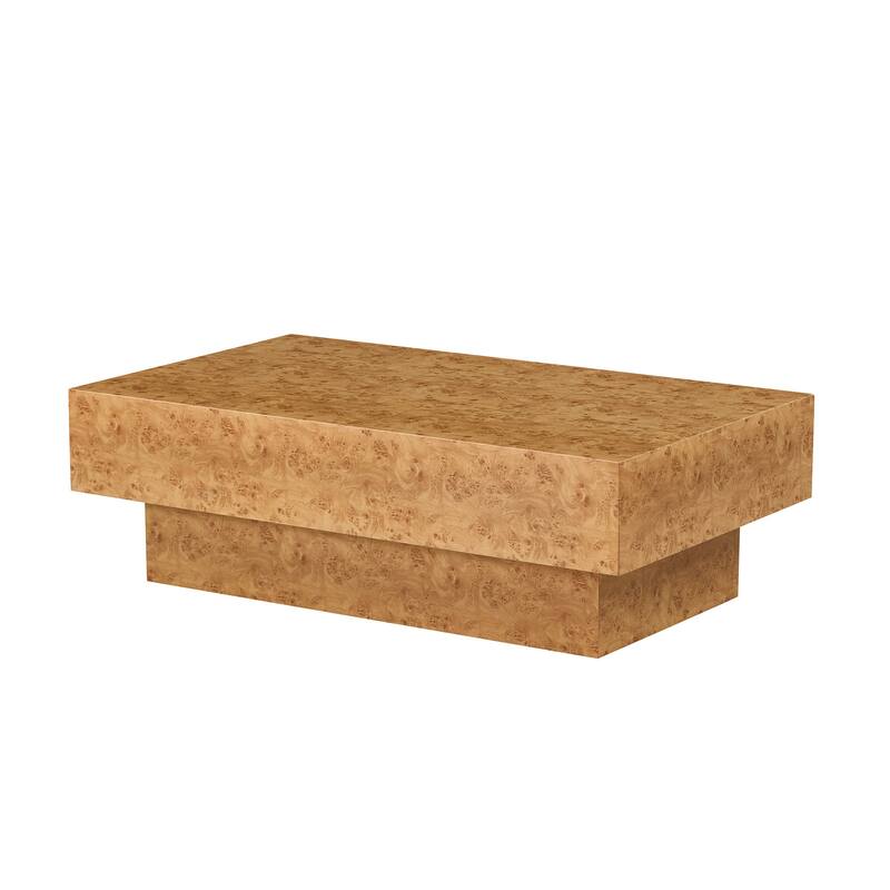 43.31 Inch Burl Wood Pattern Coffee Table,Rectangle Mid-Century Modern Table for Living Room