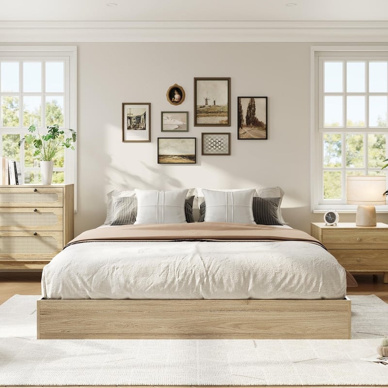 Modern Solid Wood Platform Bed Frame