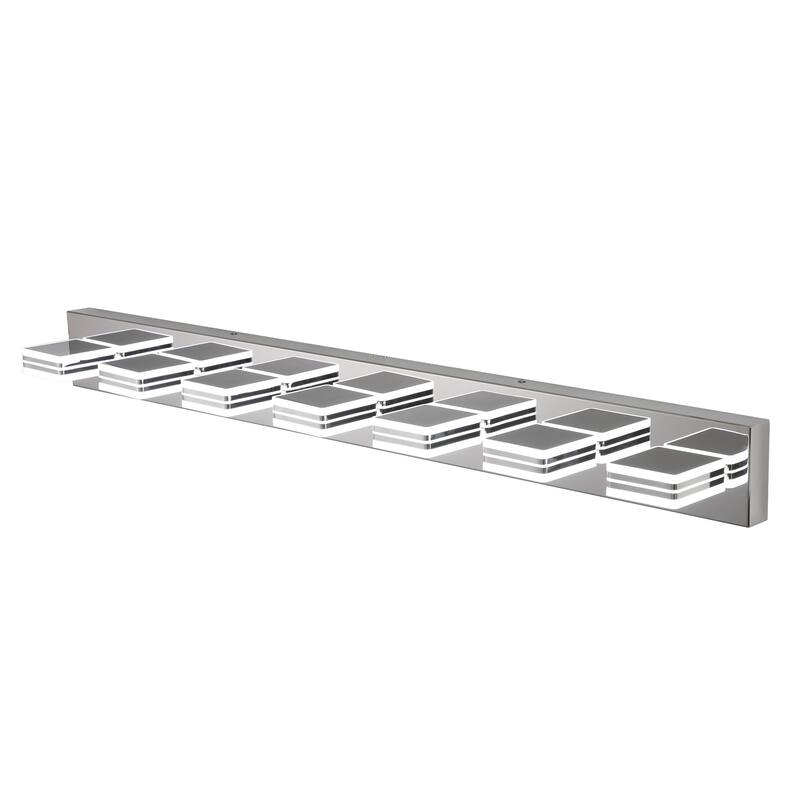 45" Modern 7-Light LED Vanity Light, Square Acrylic Lampshades Wall Mount Fixture for Bathroom, Mirror Lighting