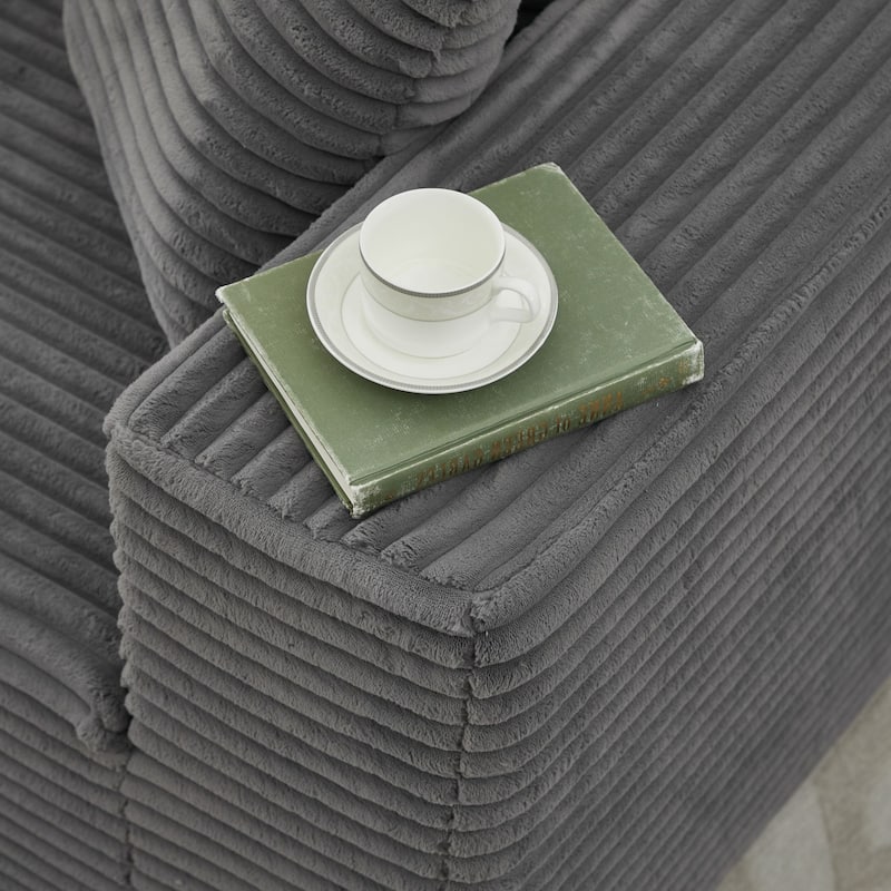 106" Corduroy Upholstery L-Shaped Cloud Modular Sectional Sofa with Chaise and Pillows, All-Foam Compression Design